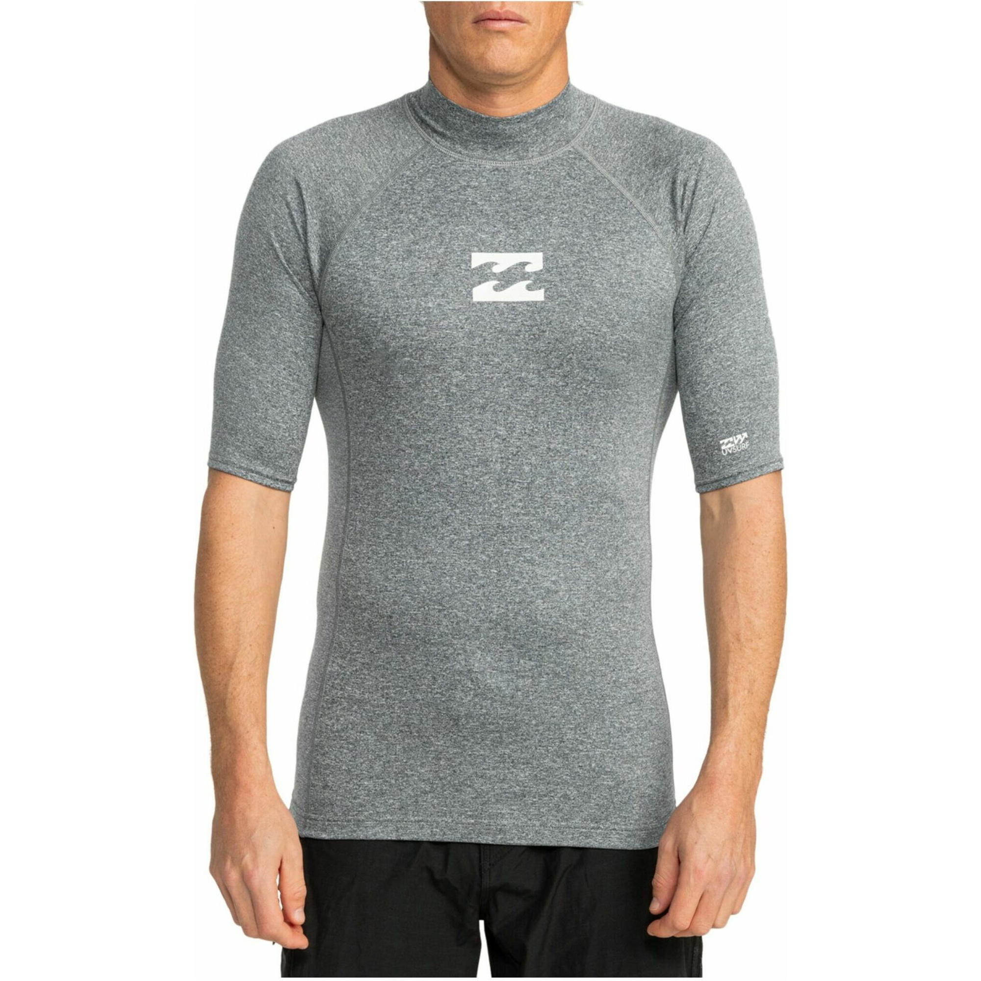 2026 Billabong Mens Waves All Day UV50 Short Sleeve Rash Vest EBYWR00101 - Dark Grey Heather